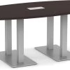 Classic Boat-Shape Conference Table 8 Ft With Palmer Brushed Double Base - Espresso