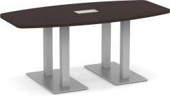 Classic Boat-Shape Conference Table 8 Ft With Palmer Brushed Double Base - Espresso