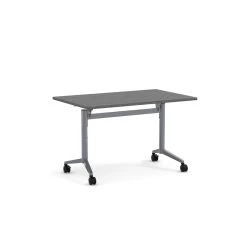 Flip Top Table With Square-Edge Top 24" X 48" - Newport Grey Top With Silver Base