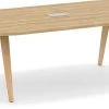 Signature Racetrack Conference Table 8 Ft - Aspen With Natural Oak Legs And Silver Hardware