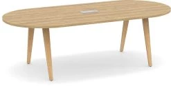 Signature Racetrack Conference Table 8 Ft - Aspen With Natural Oak Legs And Silver Hardware