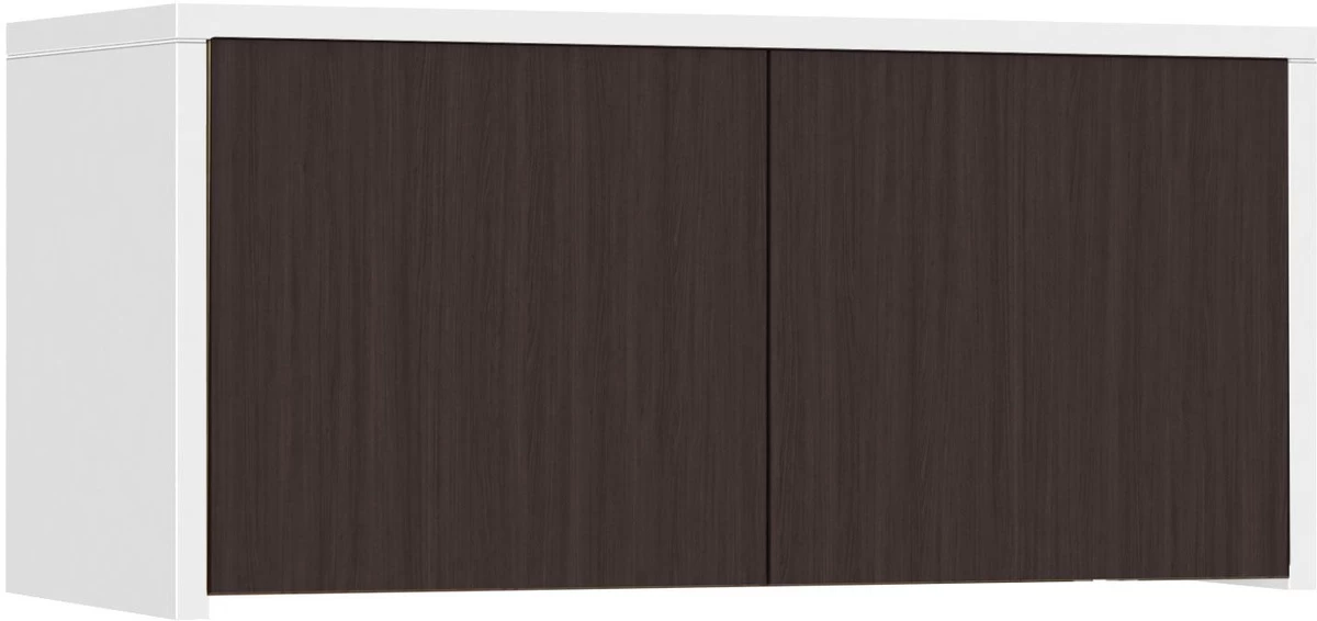 Classic Wall-Mounted Hutch With Doors - White With Espresso Doors 3 Classic Wall-Mounted Hutch With Doors - White With Espresso Doors