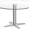 Classic Round End Table 36" With Glass Top And Cross Brushed Metal Base -Office Furniture Store dfe0399d3c9db24632f6e9433c79