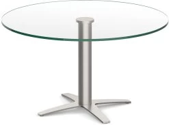 Classic Round End Table 36" With Glass Top And Cross Brushed Metal Base