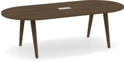 Signature Racetrack Conference Table 8 Ft - Modern Walnut And Silver Hardware