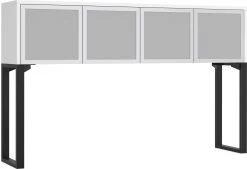 Elements Hutch 71" With 4 Glass Doors And 20" Riser - White With Black Riser