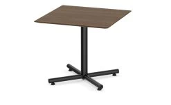 Classic Square Meeting Table 36" With Beveled-Edge Top And Black Metal Cross Base - Modern Walnut