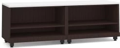 Encore Dual Open Bookshelf Credenza - Espresso Base And White Top With Black Riser