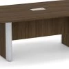 Classic Plus Racetrack Conference Table 8 Ft - Modern Walnut With Silver Metal Accents