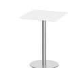 Classic Square Bistro Table 30" With Beveled-Edge Top And Round Brushed Metal Base - White