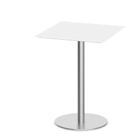 Classic Square Bistro Table 30" With Beveled-Edge Top And Round Brushed Metal Base - White