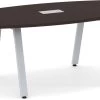 Signature Boat-Shape Conference Table 8 Ft - Espresso With Silver Metal Legs -Office Furniture Store e733110f33f47c84c70f0b0b1882