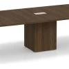 Classic Boat-Shape Conference Table 16 Ft With Cube Base - Modern Walnut