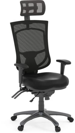 CoolMesh Pro Executive High Back Chair - Black Antimicrobial Vinyl With Titanium Base And Headrest