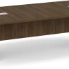 Classic Plus Racetrack Conference Table 10 Ft - Modern Walnut With Silver Metal Accents