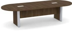 Classic Plus Racetrack Conference Table 10 Ft - Modern Walnut With Silver Metal Accents
