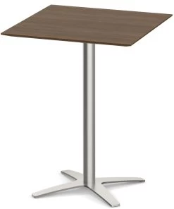 Classic Square Bistro Table 36" With Beveled-Edge Top And Cross Brushed Metal Base - Modern Walnut