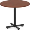 Classic Round Meeting Table 36" With Square-Edge Top And Black Metal Cross Base - Cherry -Office Furniture Store f16efd5557befd7f46bc04d83990