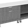 Encore Storage Cabinet And Bookshelf Credenza - Newport Grey With Silver Riser -Office Furniture Store f197877479a7dee6cfdba01af3d9