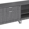 Signature Storage Cabinet And Bookshelf Credenza - Newport Grey Base And Top With Newport Grey Legs