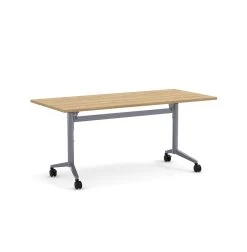 Flip Top Table With Square-Edge Top 30" X 48" - Aspen Top With Silver Base