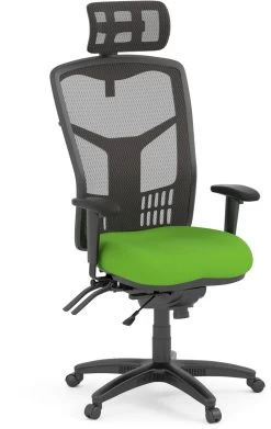 CoolMesh Executive High Back Chair - Green Fabric With Headrest