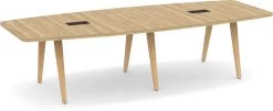 Signature Boat-Shape Conference Table 10 Ft - Aspen With Natural Oak Legs And Silver Hardware