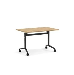 Flip Top Table With Square-Edge Top 24" X 48" - Aspen Top With Black Base