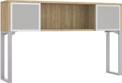 Elements Hutch 71" With 2 Glass Doors And 27" Riser - Aspen With Silver Riser