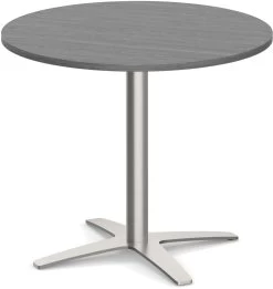 Classic Round Meeting Table 42" With Square-Edge Top And Cross Brushed Metal Base - Newport Grey