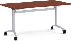Flip Top Table With Square-Edge Top 30" X 48" - Cherry Top With Silver Base